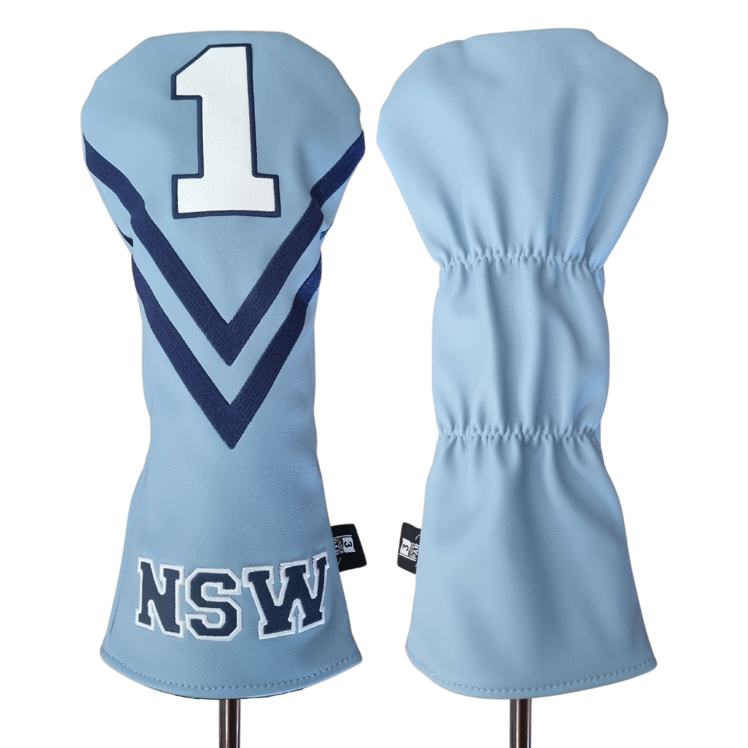 NSW Blues Origin NRL Back Side Premium Vegan Leather Golf Driver Cover
