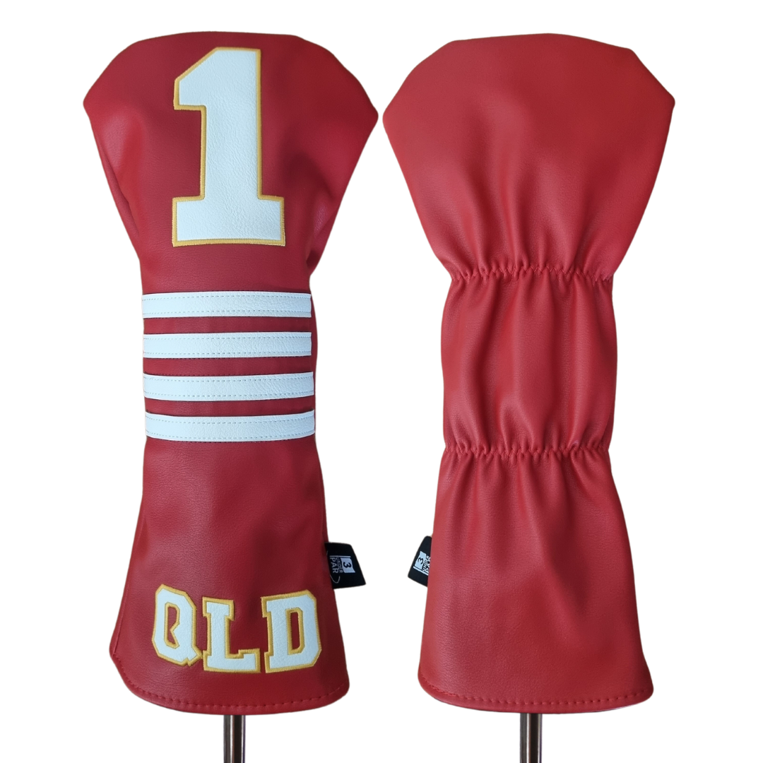QLD Maroons Origin NRL Back Side Premium Vegan Leather Golf Driver Cover