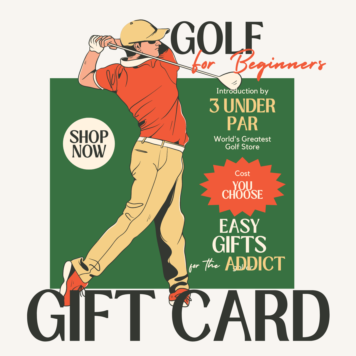 3 Under Par Online Gift Card $10-$200